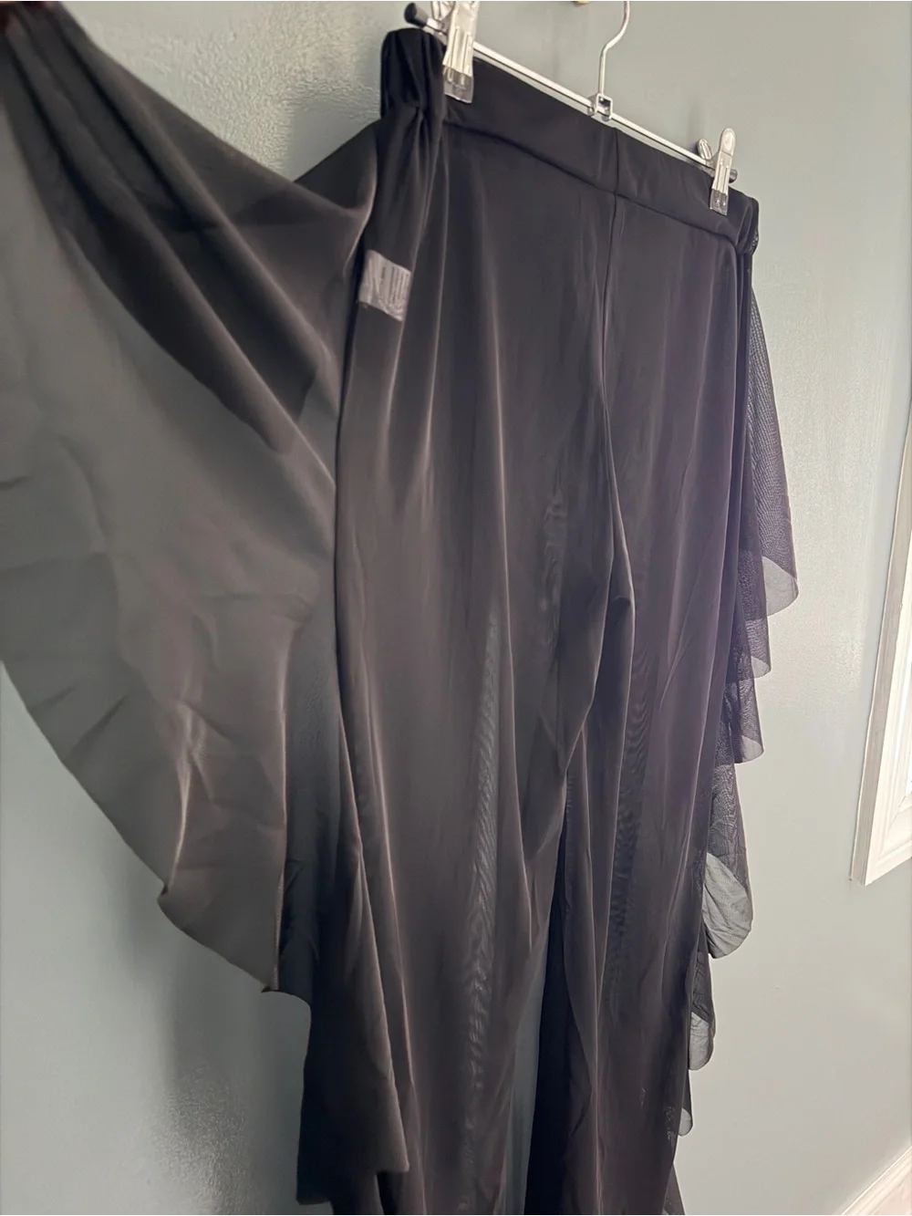 Black Layered Ruffle Sheet Pants